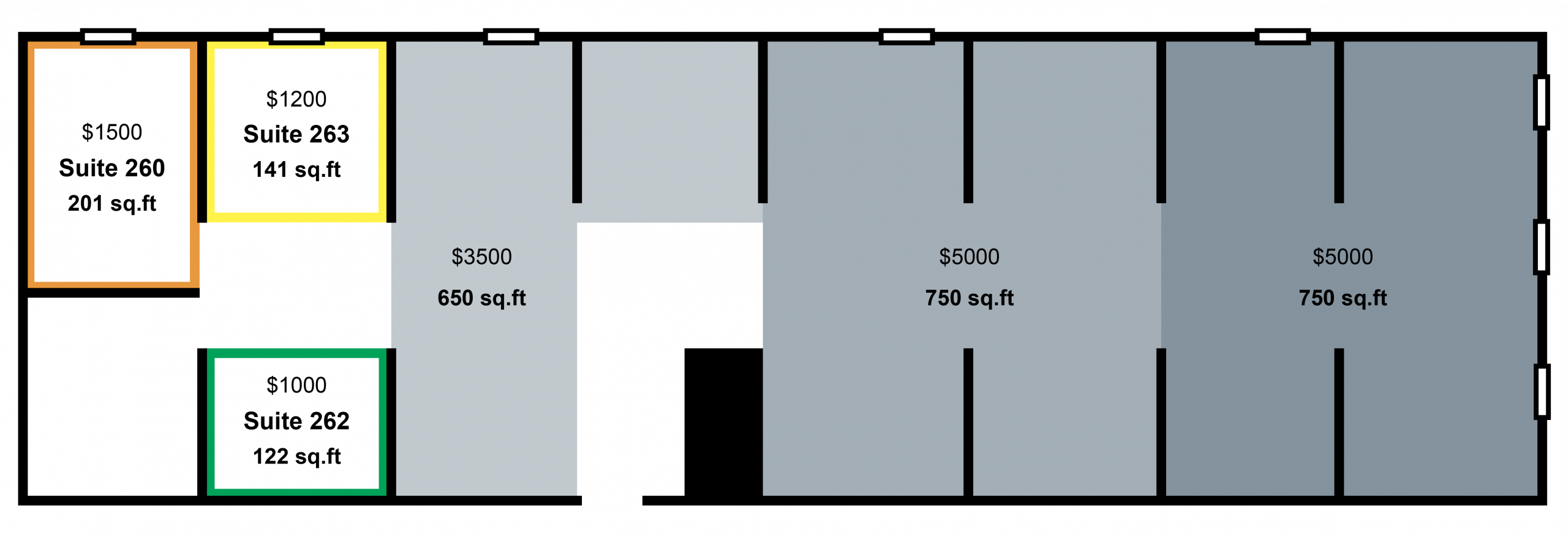 Posner floorplan of upper level office spaces